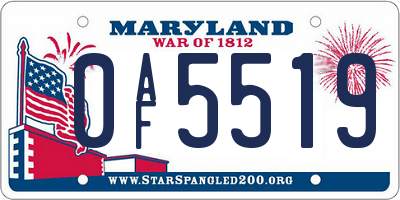 MD license plate 0AF5519