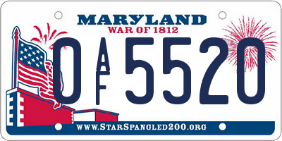 MD license plate 0AF5520