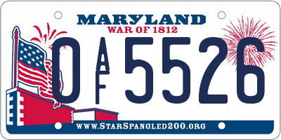 MD license plate 0AF5526