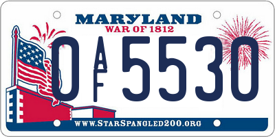 MD license plate 0AF5530