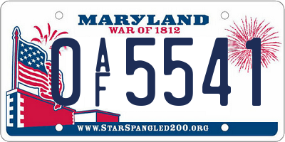 MD license plate 0AF5541