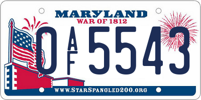 MD license plate 0AF5543