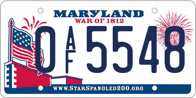 MD license plate 0AF5548