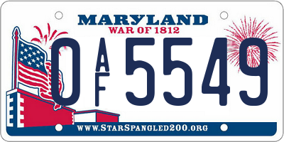 MD license plate 0AF5549