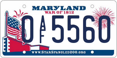 MD license plate 0AF5560