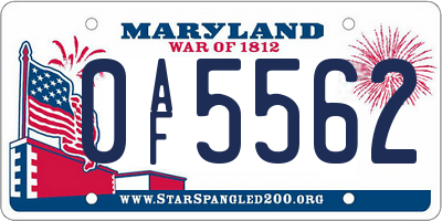MD license plate 0AF5562