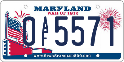MD license plate 0AF5571