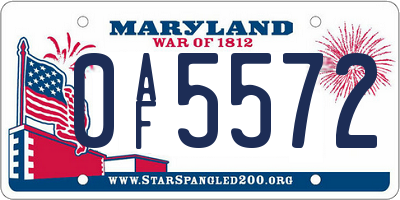 MD license plate 0AF5572