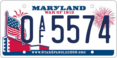 MD license plate 0AF5574