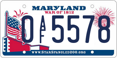 MD license plate 0AF5578