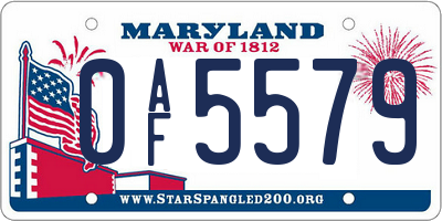 MD license plate 0AF5579