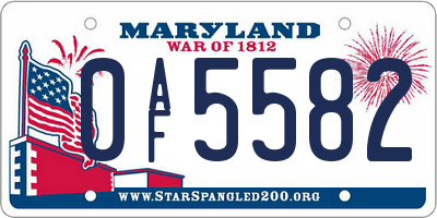 MD license plate 0AF5582