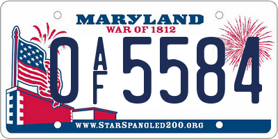 MD license plate 0AF5584