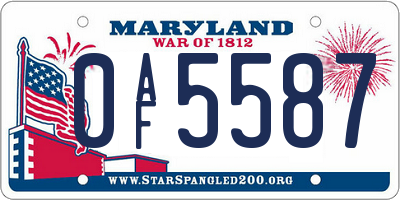 MD license plate 0AF5587