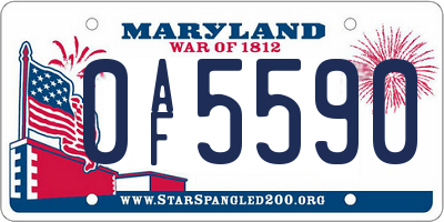 MD license plate 0AF5590