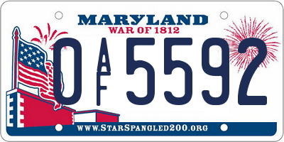 MD license plate 0AF5592