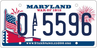 MD license plate 0AF5596