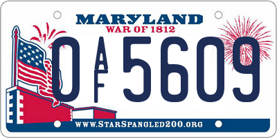 MD license plate 0AF5609