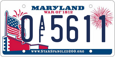 MD license plate 0AF5611