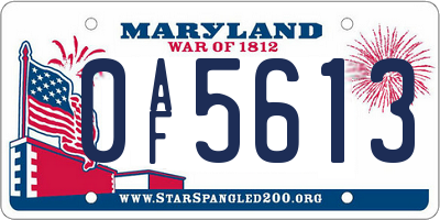 MD license plate 0AF5613