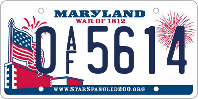 MD license plate 0AF5614