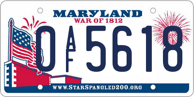 MD license plate 0AF5618