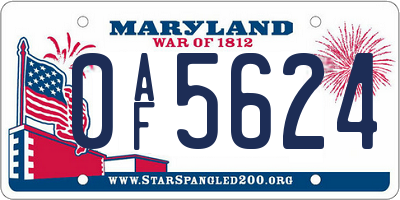 MD license plate 0AF5624