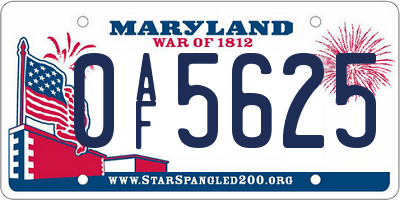 MD license plate 0AF5625