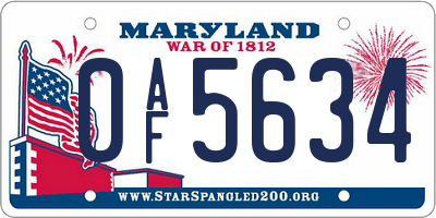 MD license plate 0AF5634