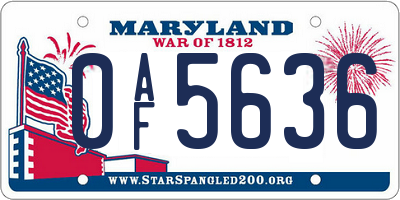 MD license plate 0AF5636