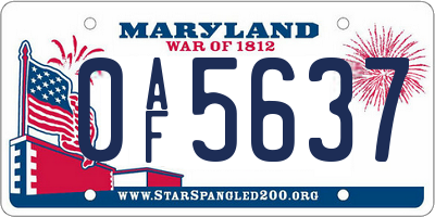 MD license plate 0AF5637