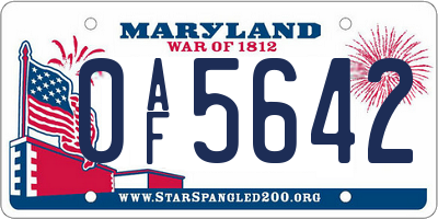 MD license plate 0AF5642