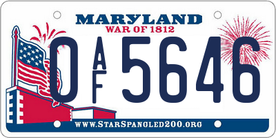 MD license plate 0AF5646
