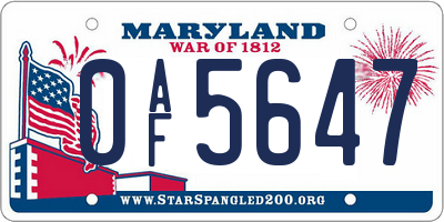 MD license plate 0AF5647
