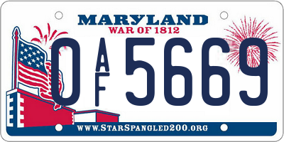 MD license plate 0AF5669