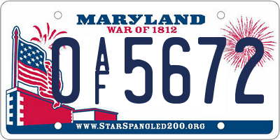 MD license plate 0AF5672