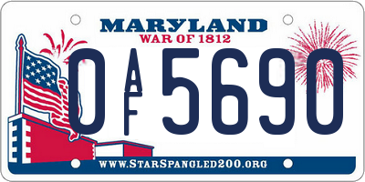 MD license plate 0AF5690