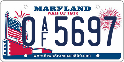 MD license plate 0AF5697
