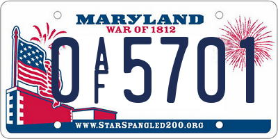 MD license plate 0AF5701