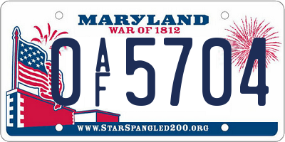 MD license plate 0AF5704