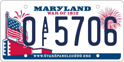 MD license plate 0AF5706