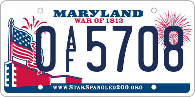 MD license plate 0AF5708