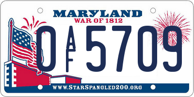 MD license plate 0AF5709