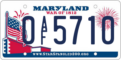 MD license plate 0AF5710