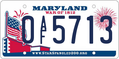 MD license plate 0AF5713