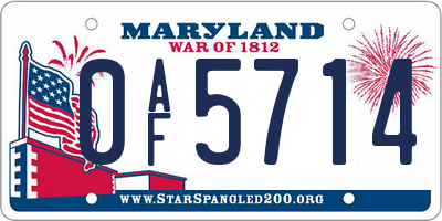 MD license plate 0AF5714