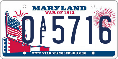 MD license plate 0AF5716