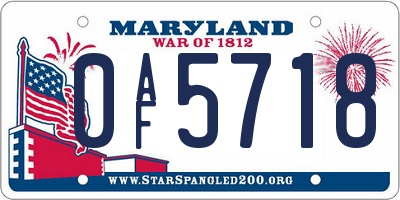 MD license plate 0AF5718