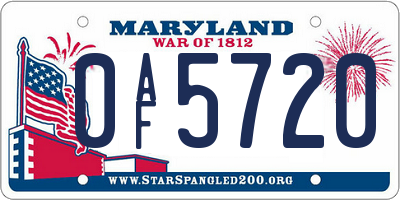 MD license plate 0AF5720