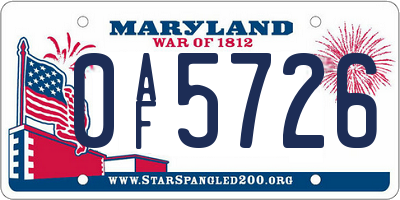 MD license plate 0AF5726